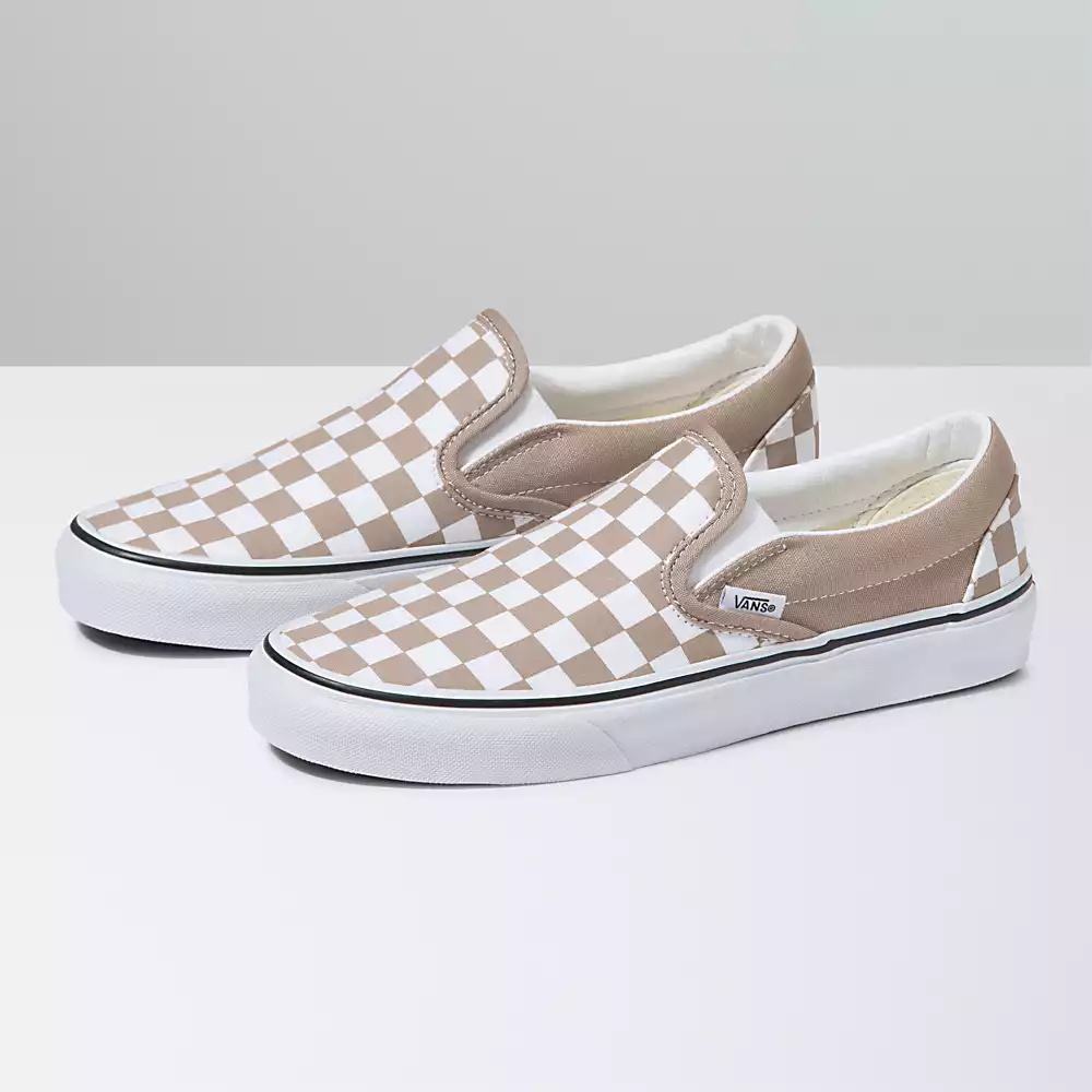 Zapatos Slip On Vans Checkerboard Classic Hombre Beige/Blancas | WCV571069