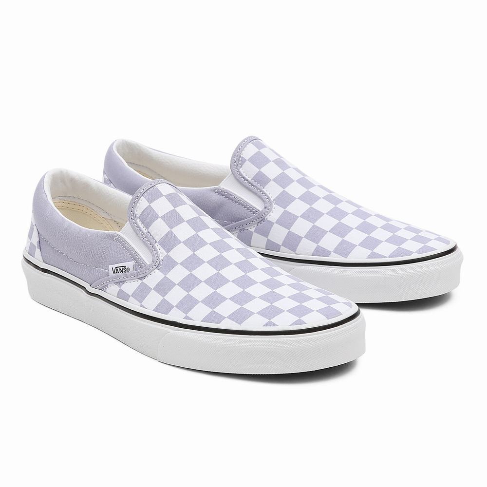 Zapatos Slip On Vans Checkerboard Classic Hombre Moradas | WZI673192