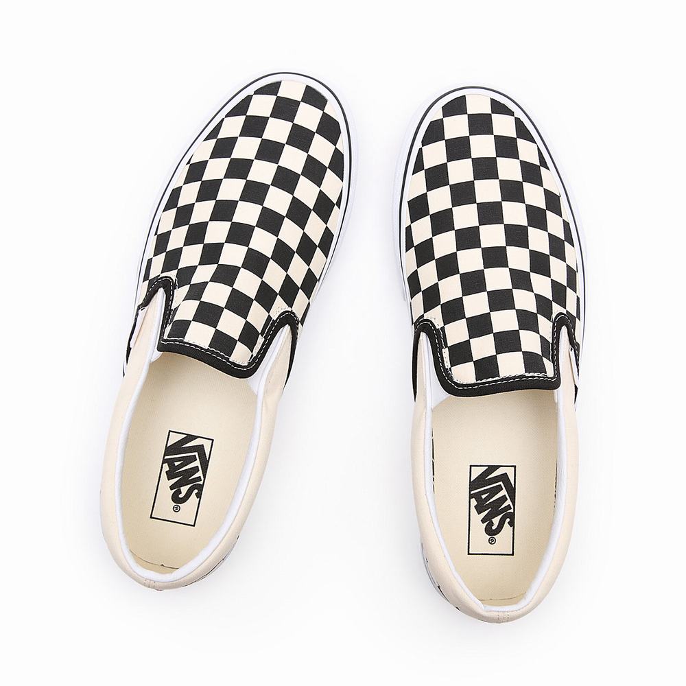 Zapatos Slip On Vans Checkerboard Classic Mujer Negras/Blancas | XFZ071584