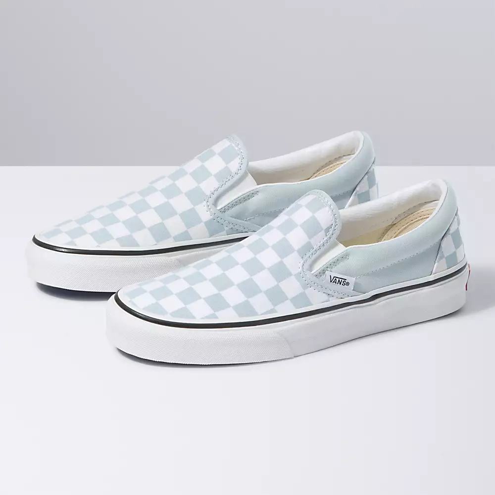 Zapatos Slip On Vans Checkerboard Hombre Azules/Blancas | TML201359