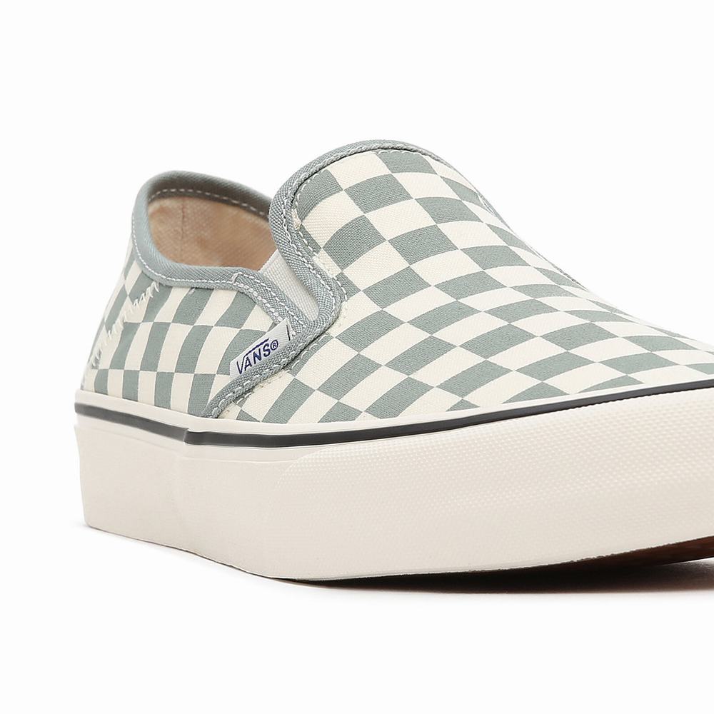 Zapatos Slip On Vans Checkerboard Slip-On SF Hombre Verde | QIR986302