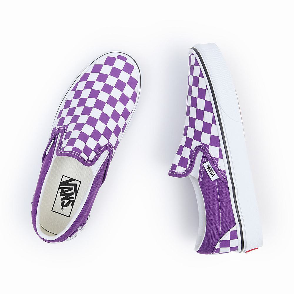 Zapatos Slip On Vans Classic Hombre Blancas/Moradas | BRM635478