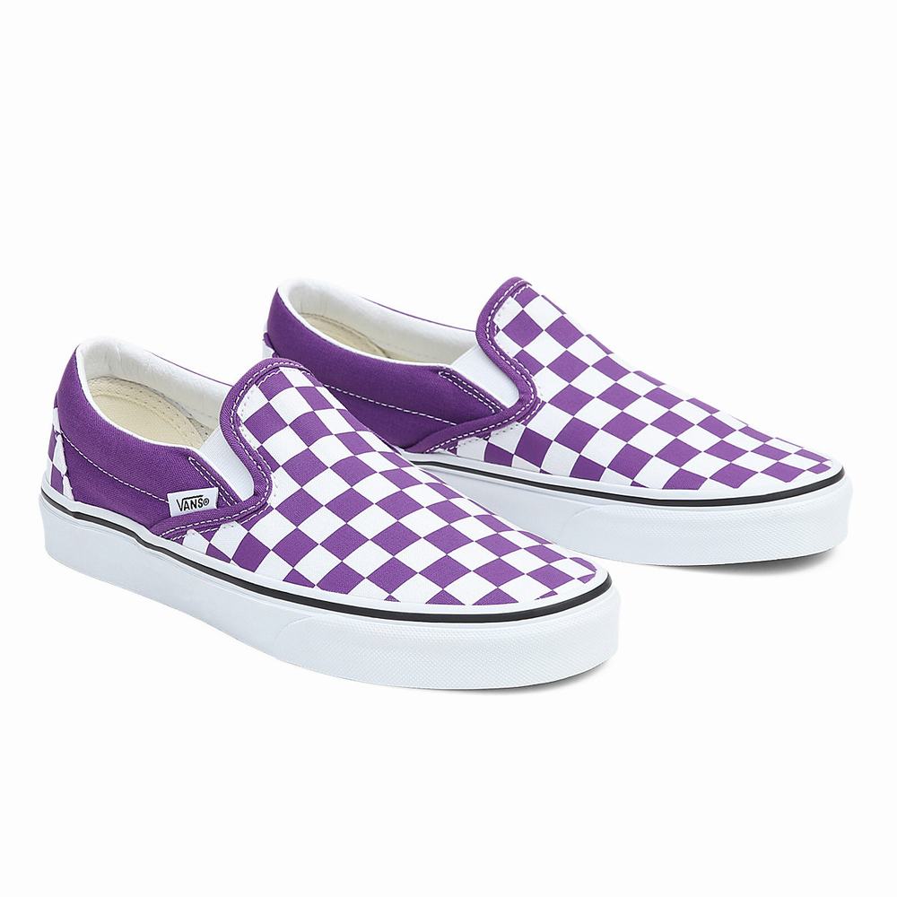 Zapatos Slip On Vans Classic Hombre Blancas/Moradas | BRM635478