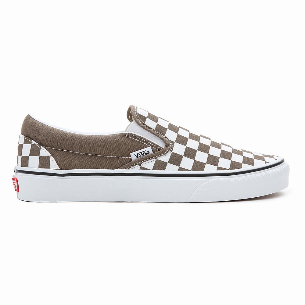 Zapatos Slip On Vans Classic Hombre Blancas/Marrones | JVS642185