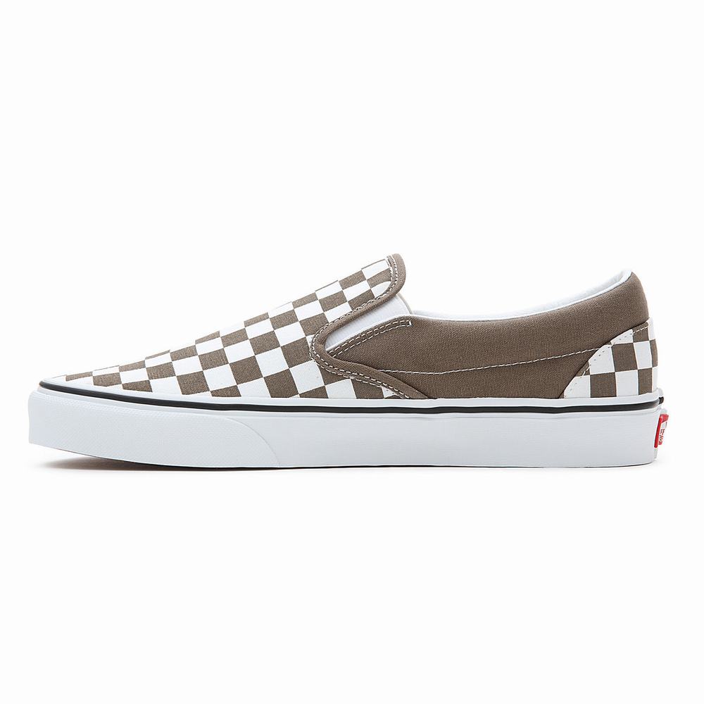 Zapatos Slip On Vans Classic Hombre Blancas/Marrones | JVS642185