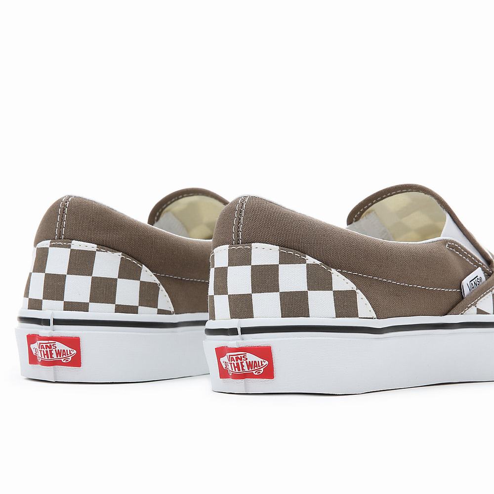 Zapatos Slip On Vans Classic Hombre Blancas/Marrones | JVS642185