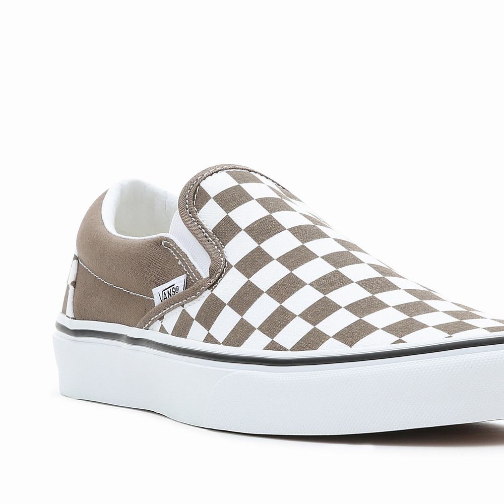 Zapatos Slip On Vans Classic Hombre Blancas/Marrones | JVS642185