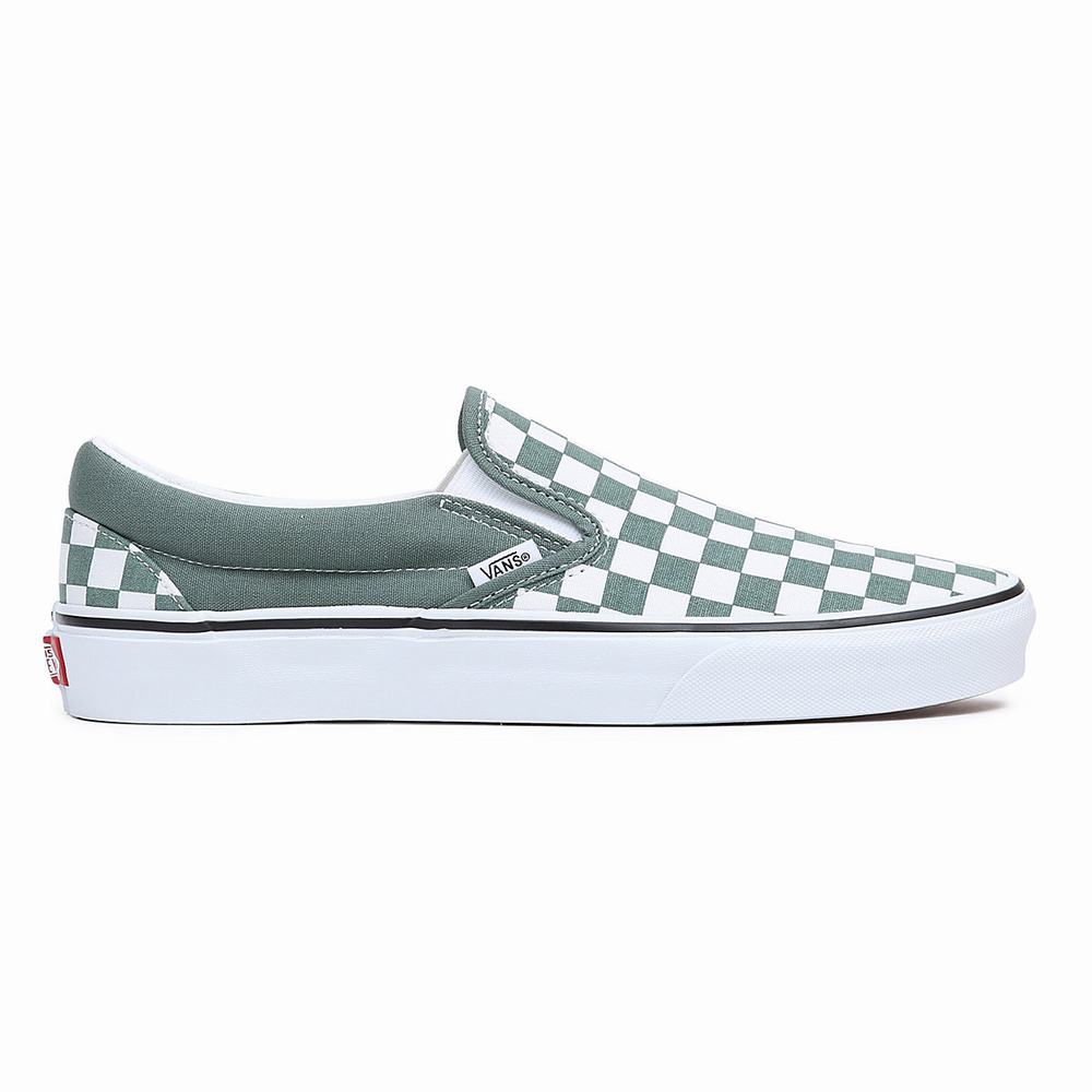 Zapatos Slip On Vans Classic Hombre Verde/Blancas | LTA784910