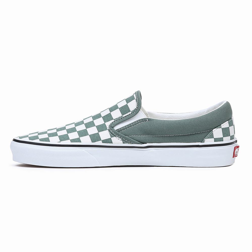 Zapatos Slip On Vans Classic Hombre Verde/Blancas | LTA784910