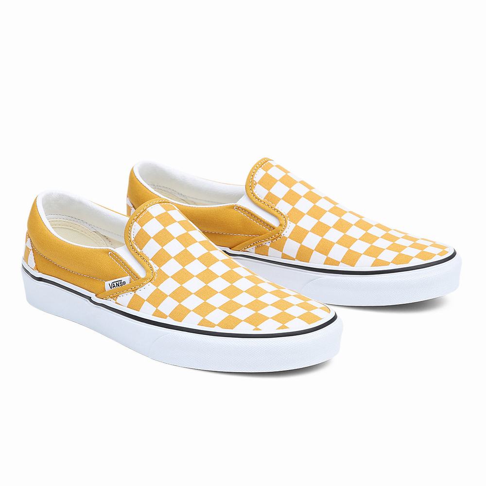 Zapatos Slip On Vans Classic Mujer Amarillo/Blancas | WXF981547