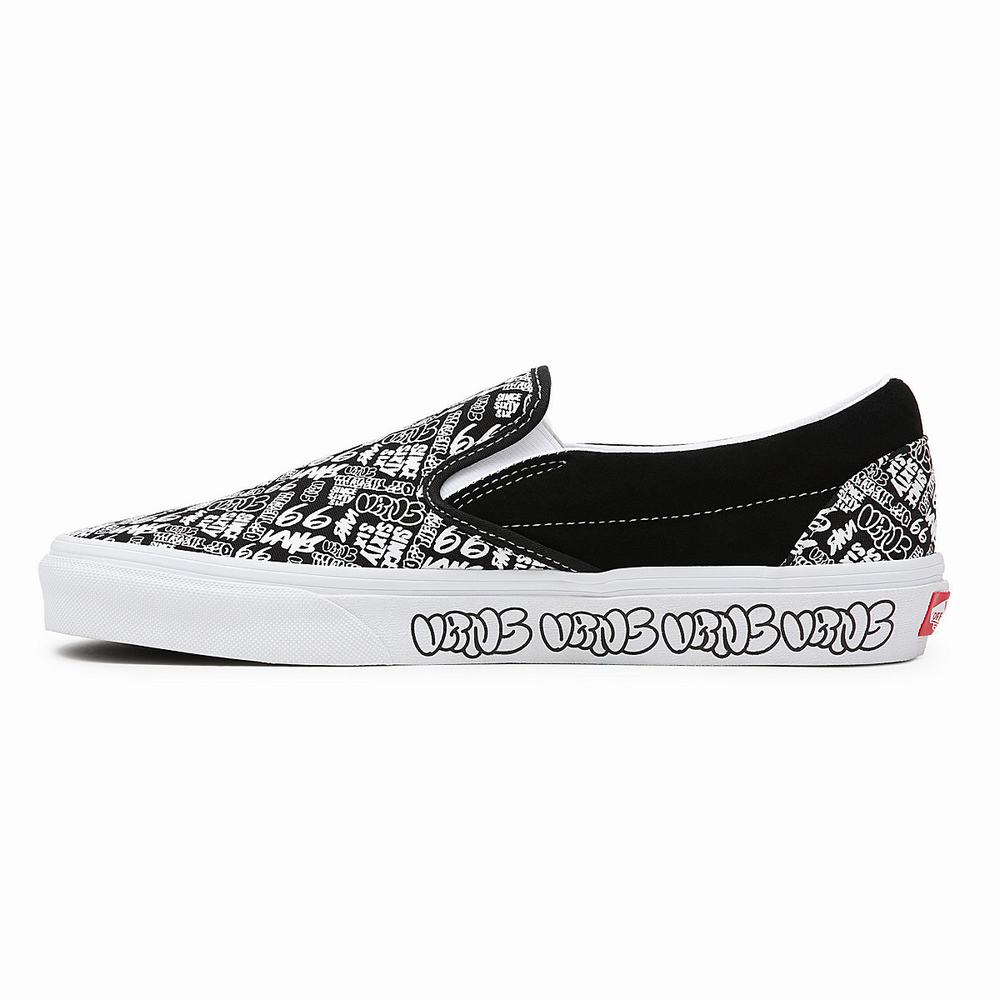 Zapatos Slip On Vans Classic Mujer Negras/Blancas | GAJ698451