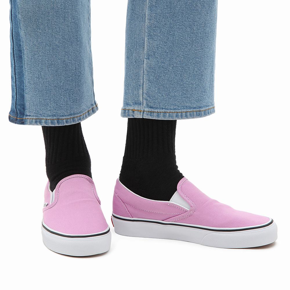 Zapatos Slip On Vans Classic Mujer Rosas | FLG312709