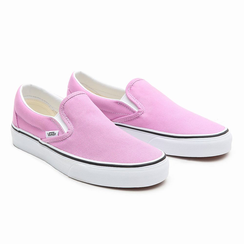 Zapatos Slip On Vans Classic Mujer Rosas | FLG312709