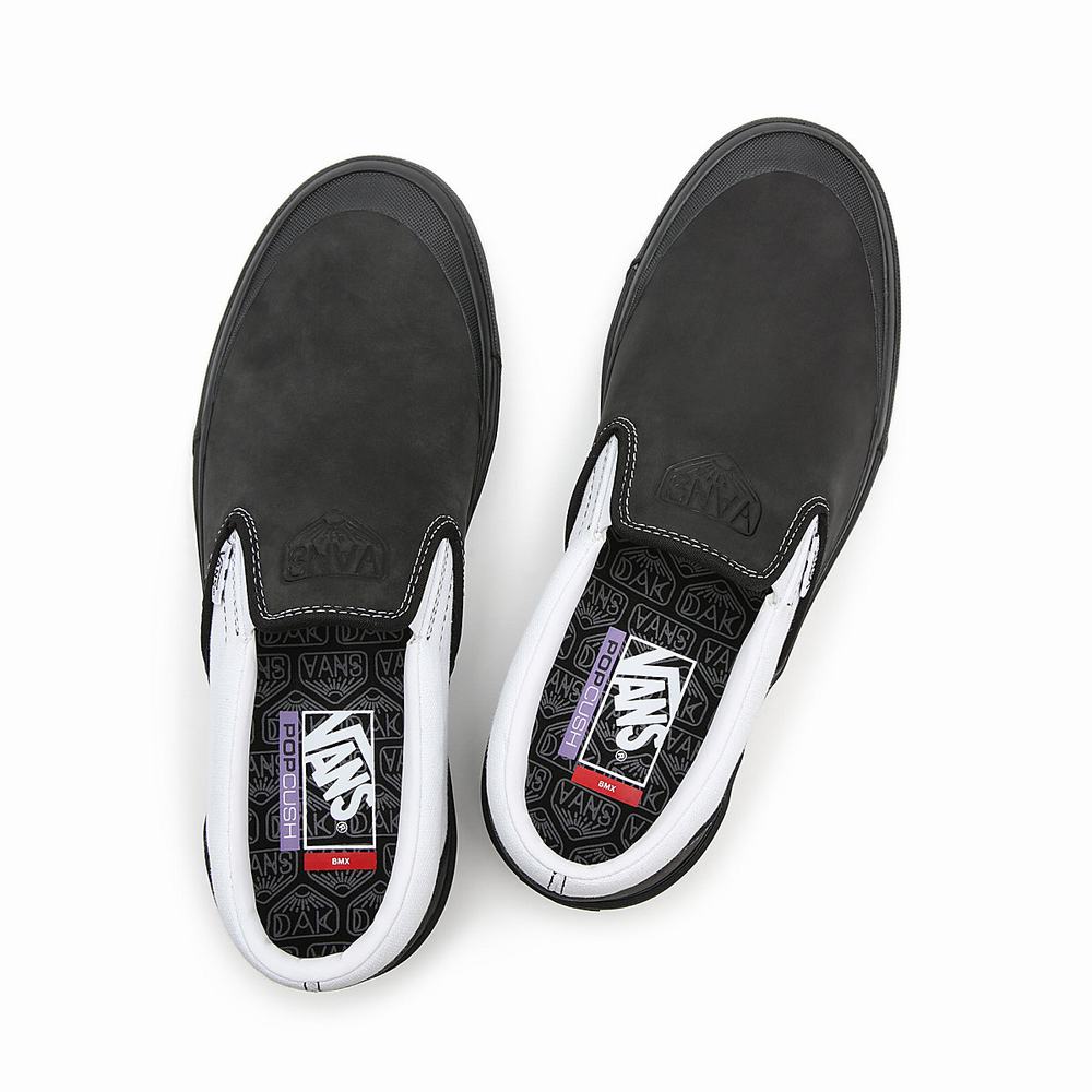 Zapatos Slip On Vans DAK BMX Hombre Negras/Blancas | TJV973154