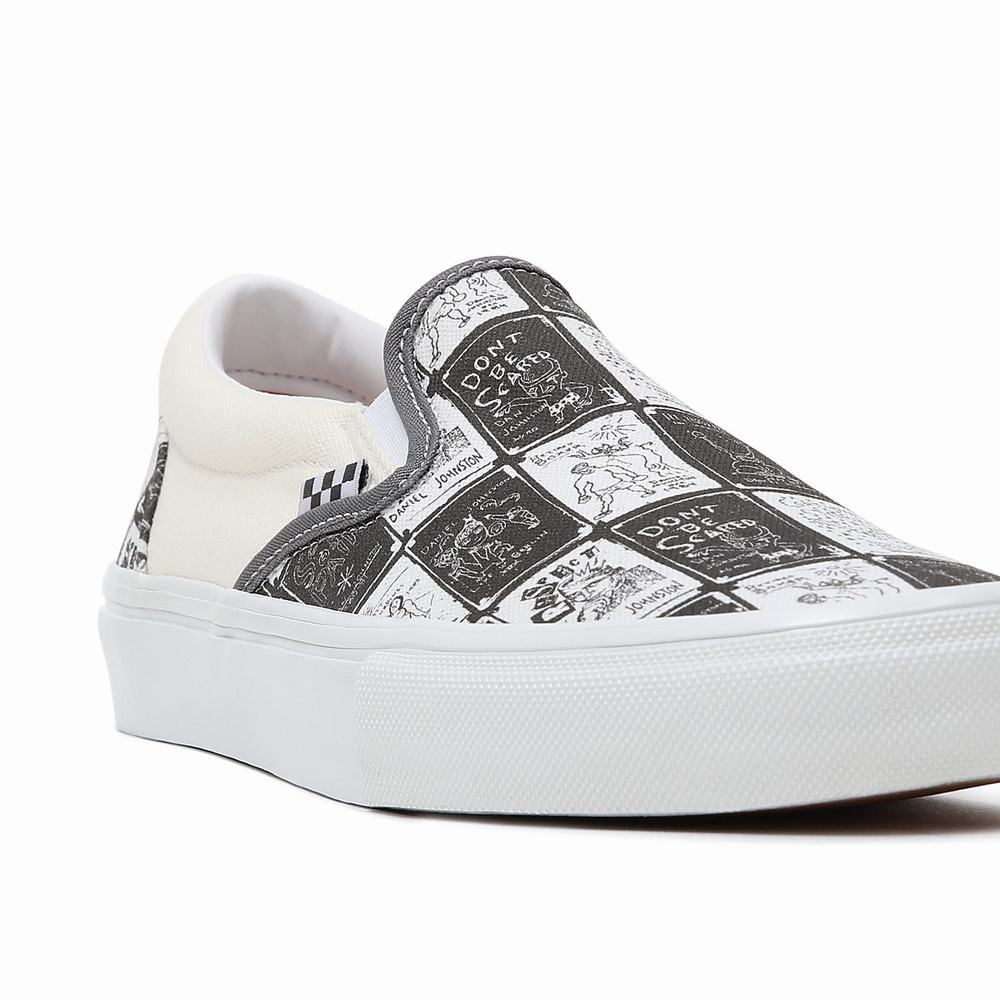 Zapatos Slip On Vans Daniel Johnston Skate Mujer Gris | ZDI746815