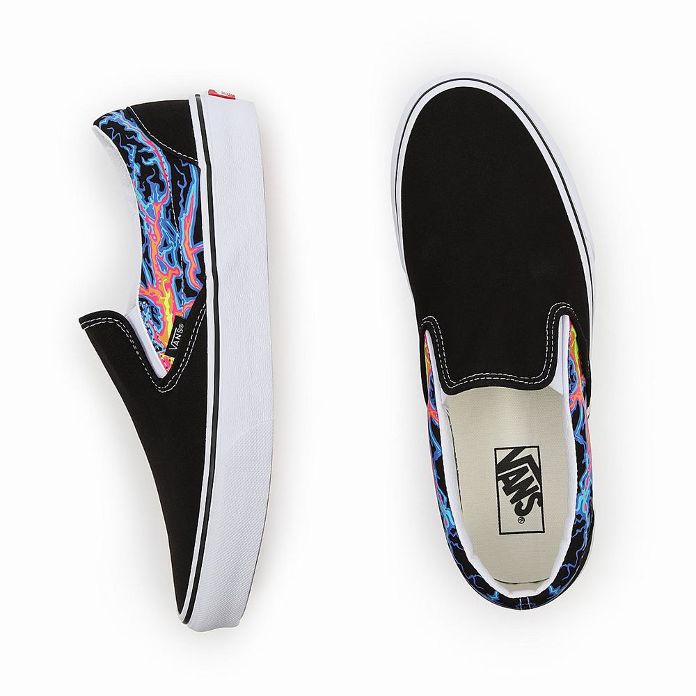 Zapatos Slip On Vans Electric Flame Classic Hombre Negras/Multicolor | NGV485106