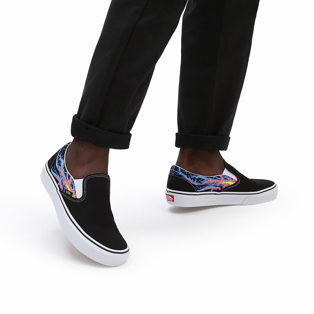 Zapatos Slip On Vans Electric Flame Classic Hombre Negras/Multicolor | NGV485106