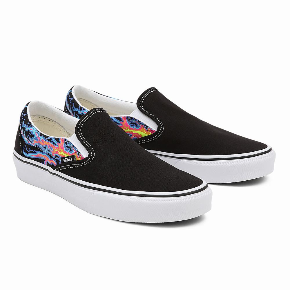 Zapatos Slip On Vans Electric Flame Classic Hombre Negras/Multicolor | NGV485106