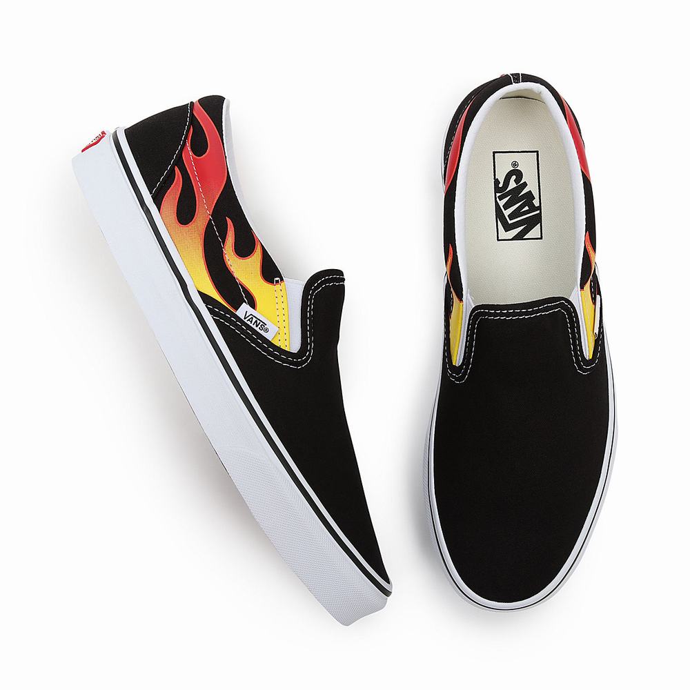 Zapatos Slip On Vans Flame Classic Hombre Negras | CTI231564