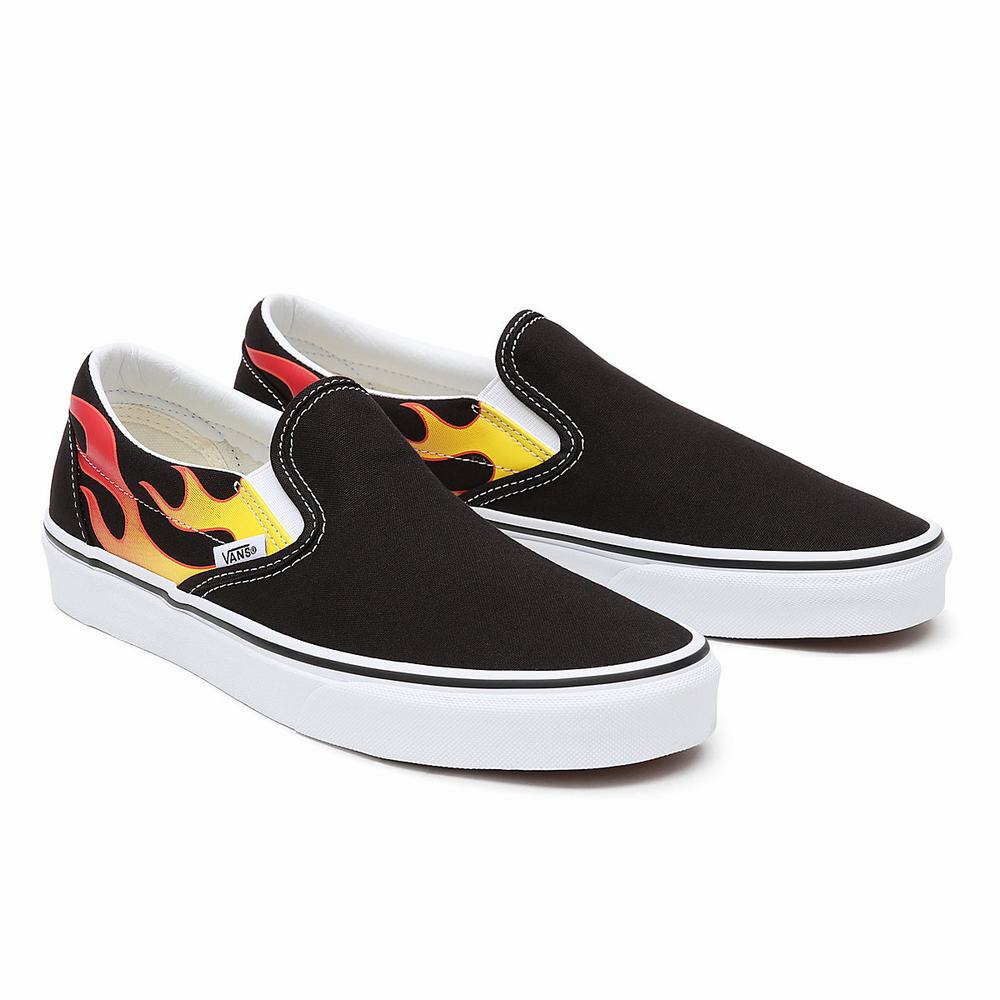 Zapatos Slip On Vans Flame Classic Hombre Negras | CTI231564