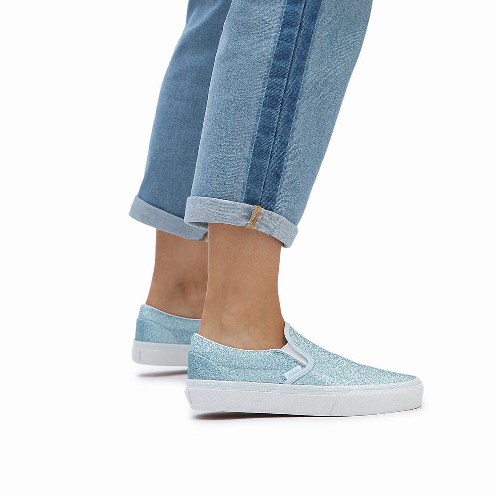 Zapatos Slip On Vans Glitter Classic Mujer Azules | YEH187209