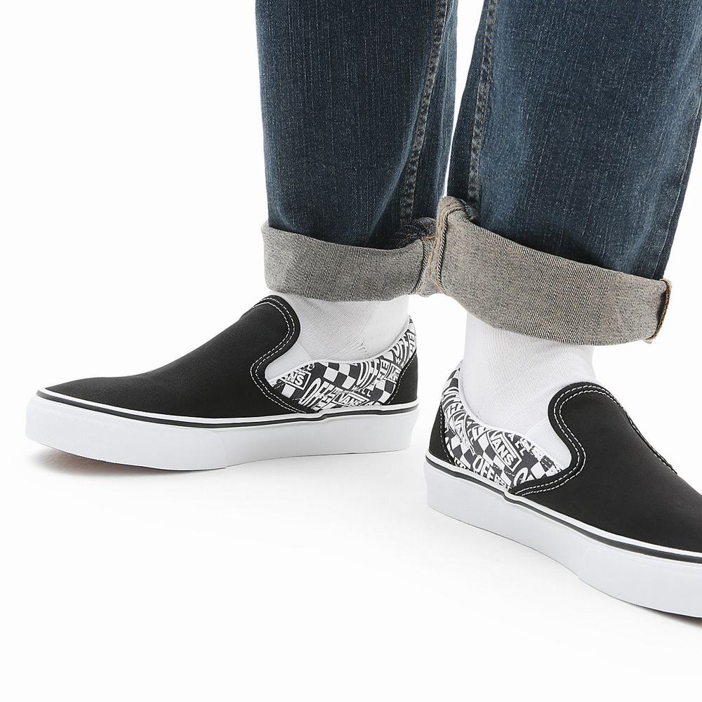 Zapatos Slip On Vans Off The Wall Classic Mujer Negras | BZJ781296