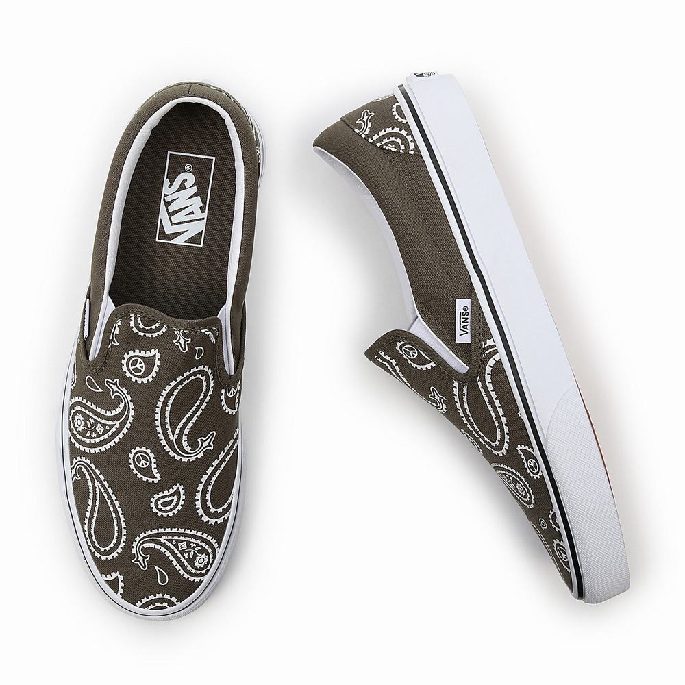 Zapatos Slip On Vans Peace Paisley Classic Mujer Verde | ECN563749