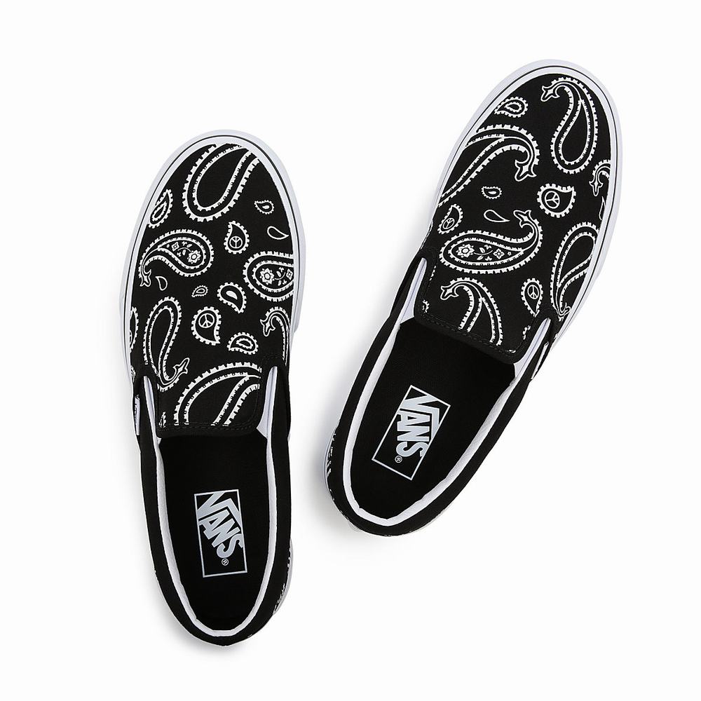 Zapatos Slip On Vans Peace Paisley Classic Mujer Negras | IRU482935