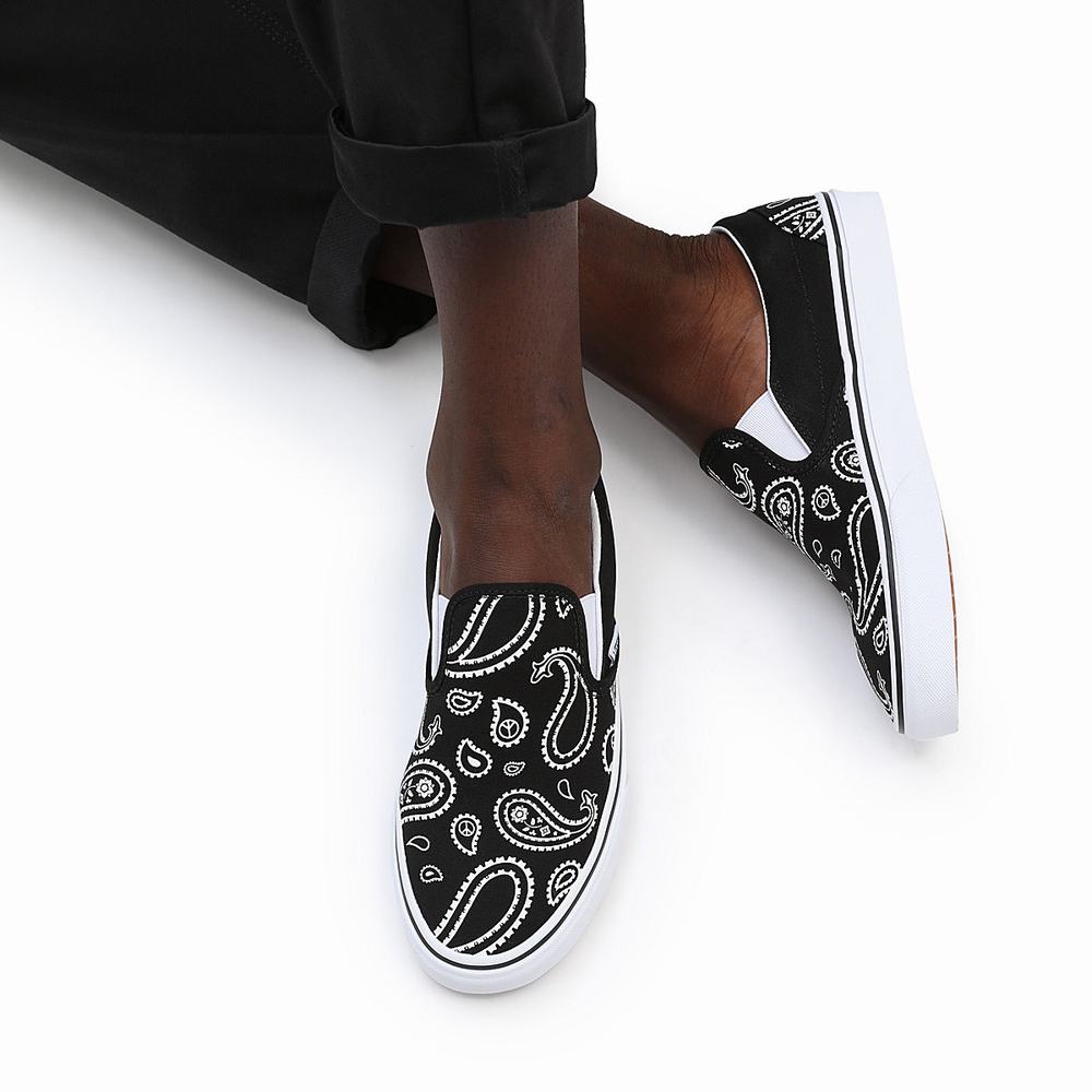 Zapatos Slip On Vans Peace Paisley Classic Mujer Negras | IRU482935