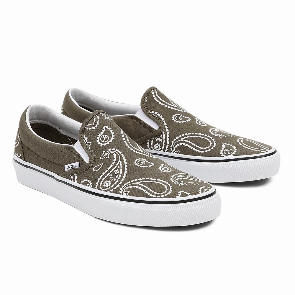 Zapatos Slip On Vans Peace Paisley Classic Hombre Verde | MVP897541