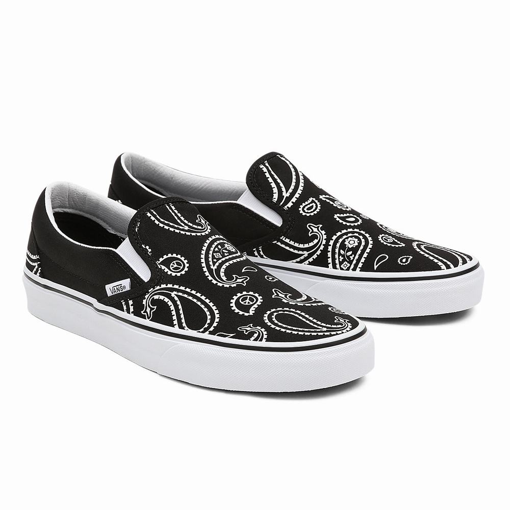 Zapatos Slip On Vans Peace Paisley Classic Hombre Negras | ZRO987420