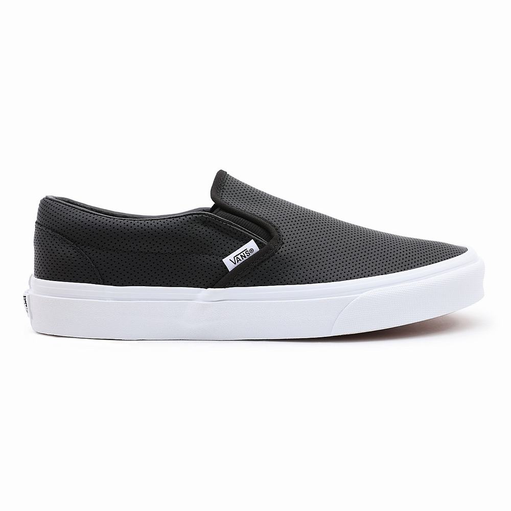 Zapatos Slip On Vans Perf Leather Classic Hombre Negras | ELY348206