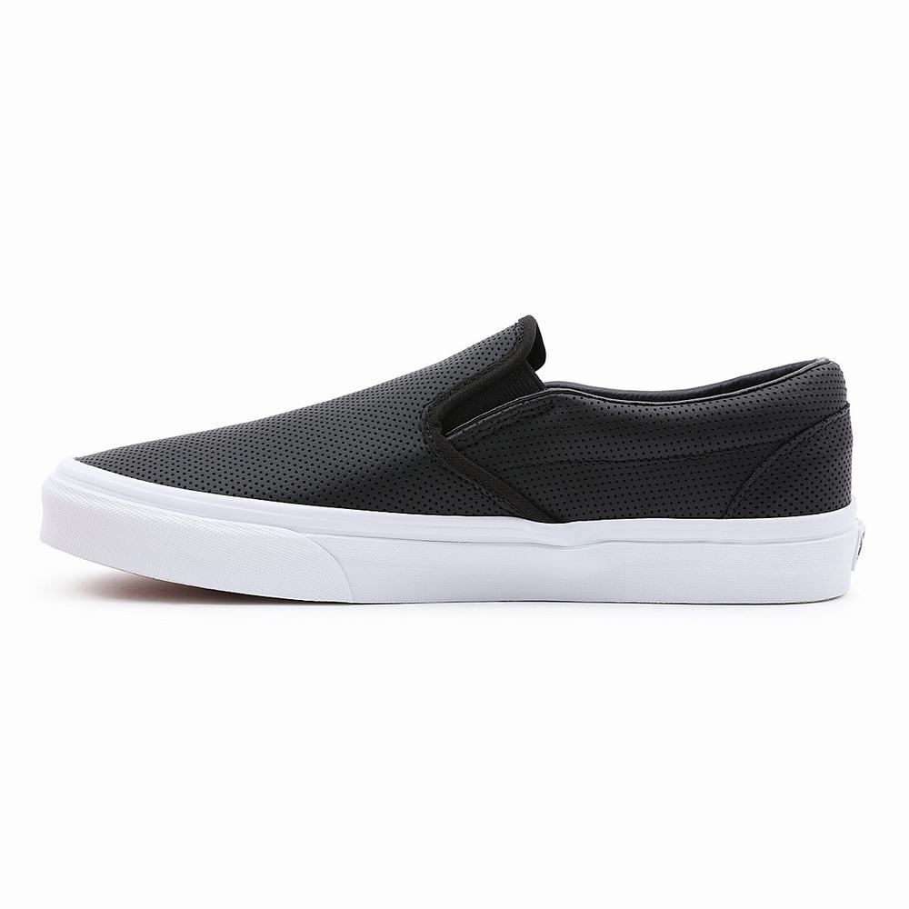 Zapatos Slip On Vans Perf Leather Classic Hombre Negras | ELY348206