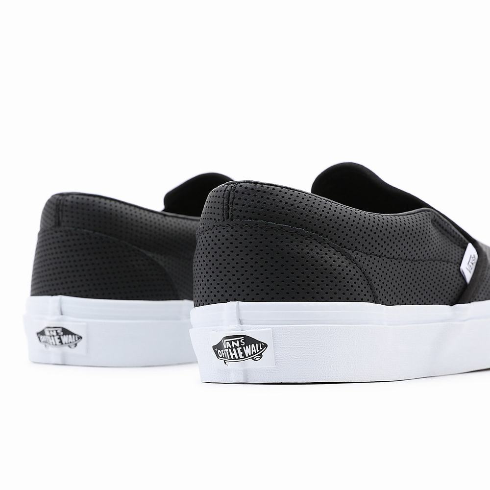 Zapatos Slip On Vans Perf Leather Classic Hombre Negras | ELY348206