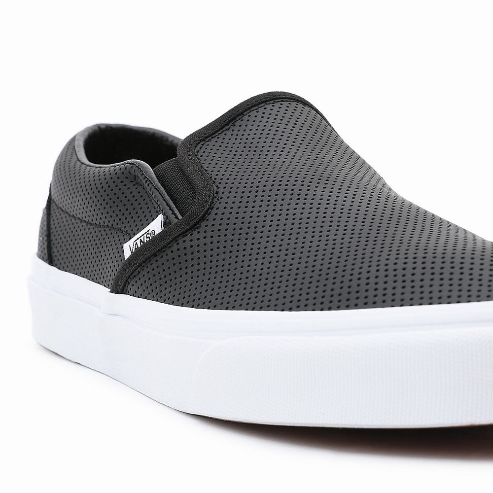 Zapatos Slip On Vans Perf Leather Classic Hombre Negras | ELY348206