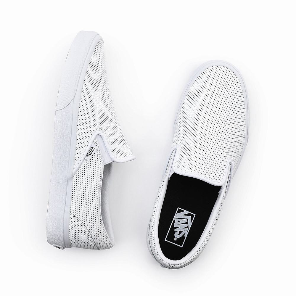 Zapatos Slip On Vans Perf Leather Classic Hombre Blancas | LCP573964