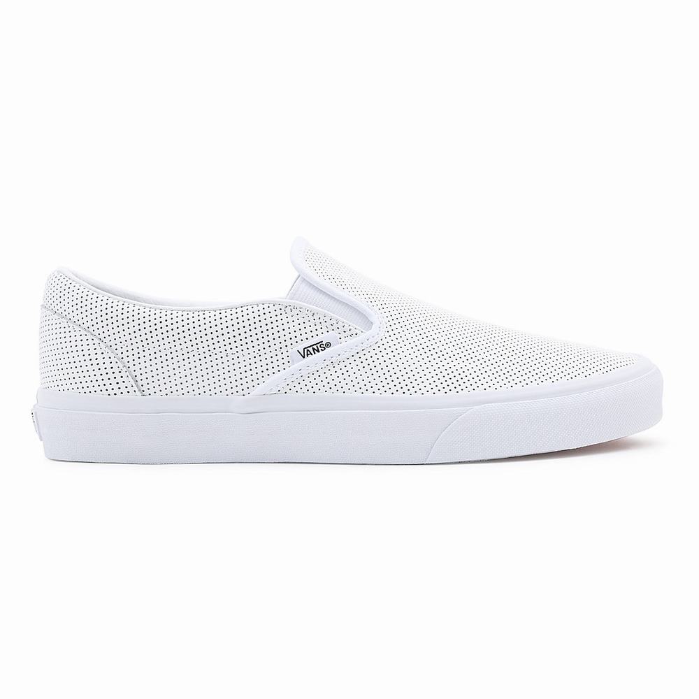 Zapatos Slip On Vans Perf Leather Classic Hombre Blancas | LCP573964