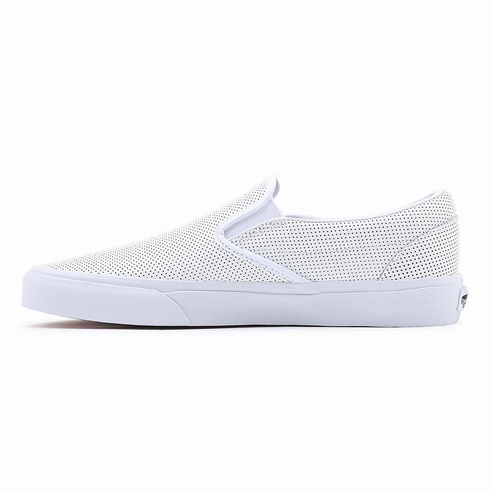 Zapatos Slip On Vans Perf Leather Classic Hombre Blancas | LCP573964