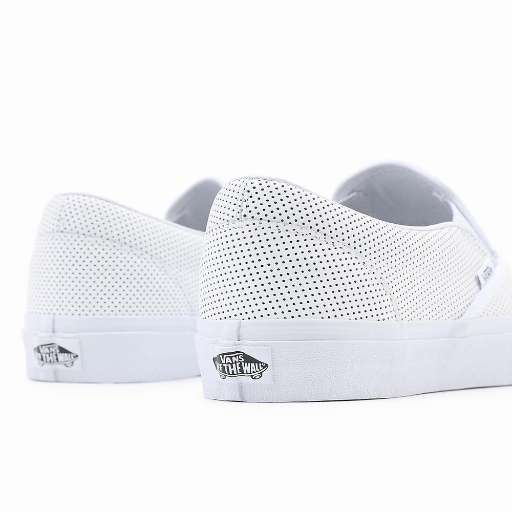 Zapatos Slip On Vans Perf Leather Classic Hombre Blancas | LCP573964