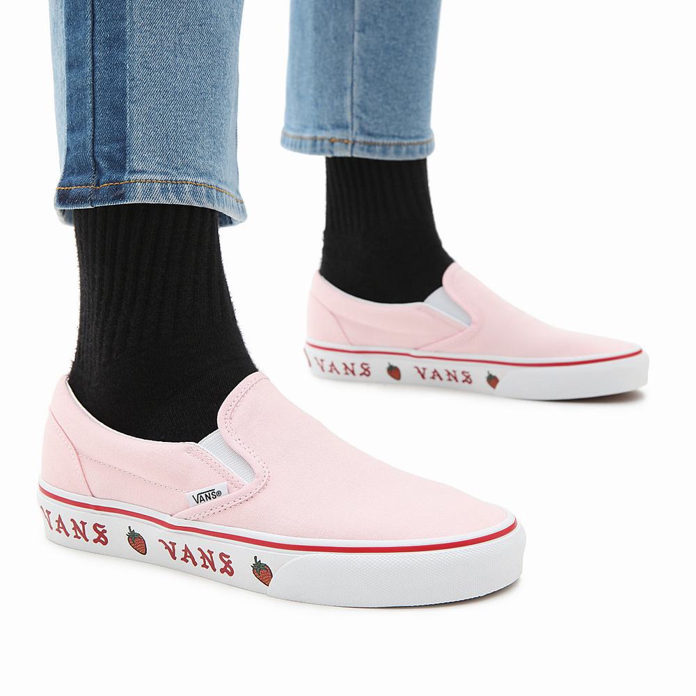 Zapatos Slip On Vans Sidewall Print Classic Mujer Rosas | SAU948573