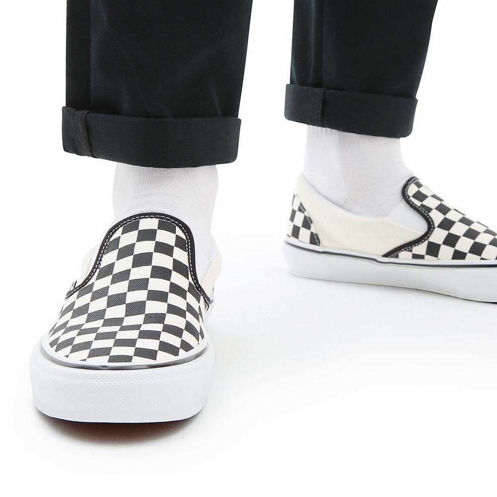 Zapatos Slip On Vans Skate Checkerboard Hombre Blancas | NSW908751