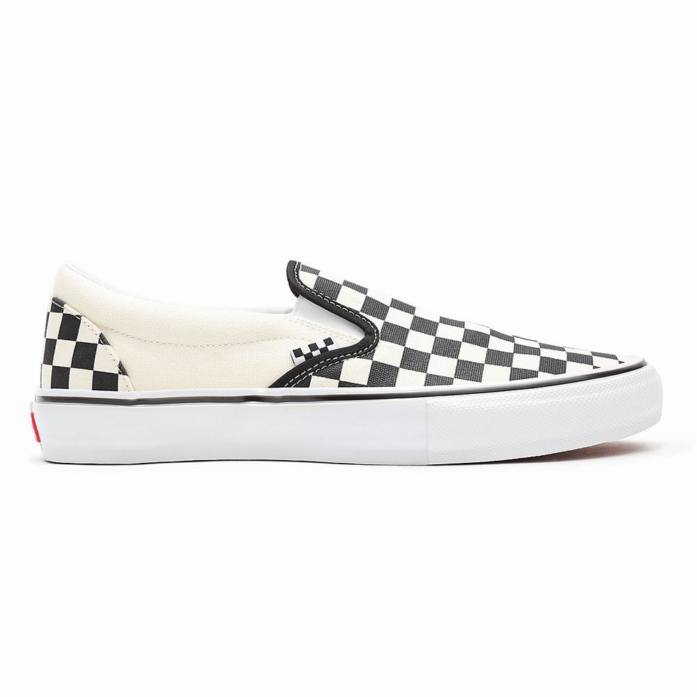 Zapatos Slip On Vans Skate Checkerboard Hombre Blancas | NSW908751