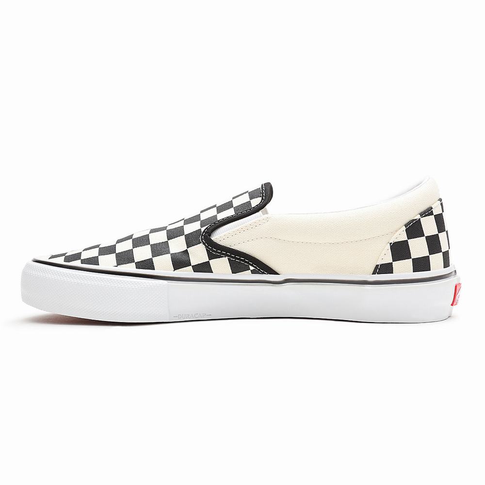 Zapatos Slip On Vans Skate Checkerboard Hombre Blancas | NSW908751