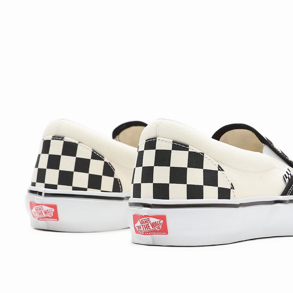 Zapatos Slip On Vans Skate Checkerboard Hombre Blancas | NSW908751