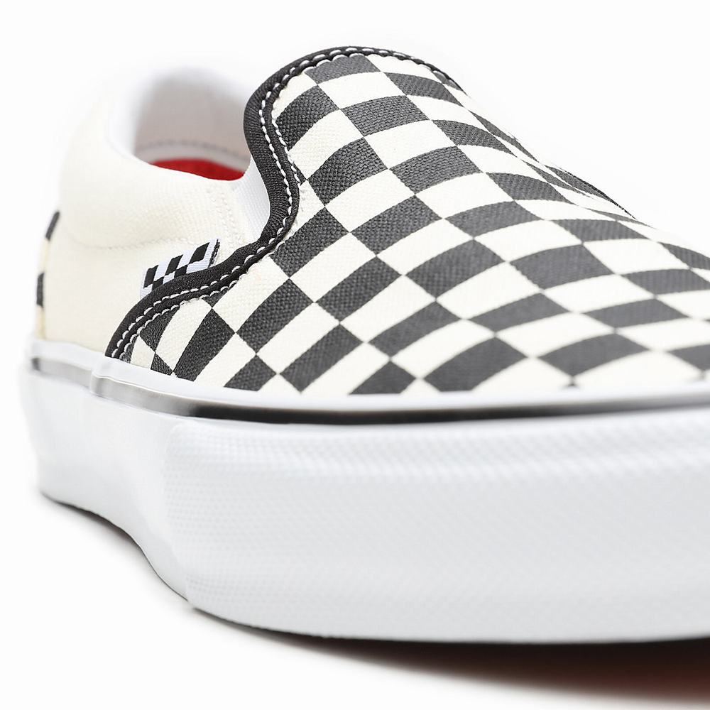 Zapatos Slip On Vans Skate Checkerboard Hombre Blancas | NSW908751