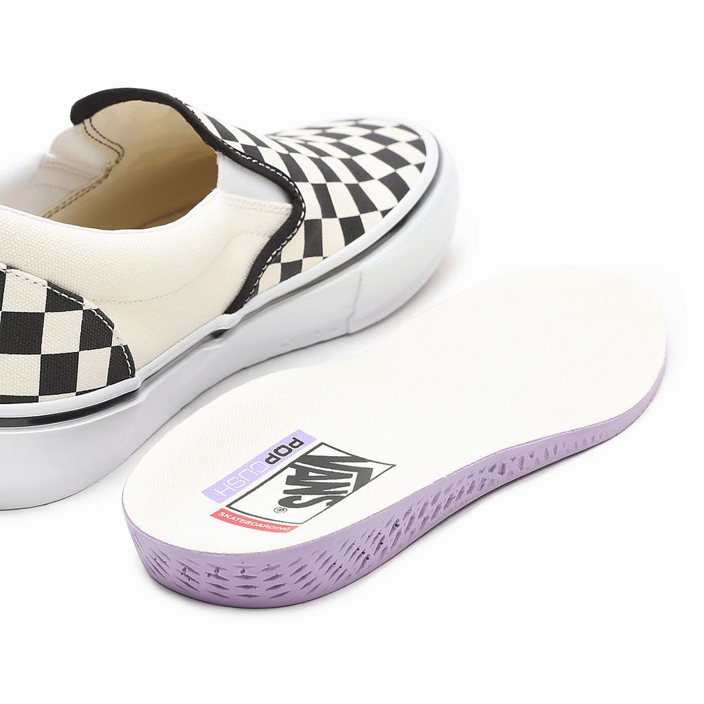 Zapatos Slip On Vans Skate Checkerboard Hombre Blancas | NSW908751