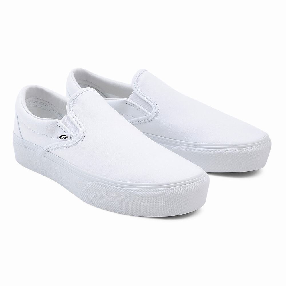 Zapatos Slip On Vans Slip-On Platform Mujer Blancas | JPL864932