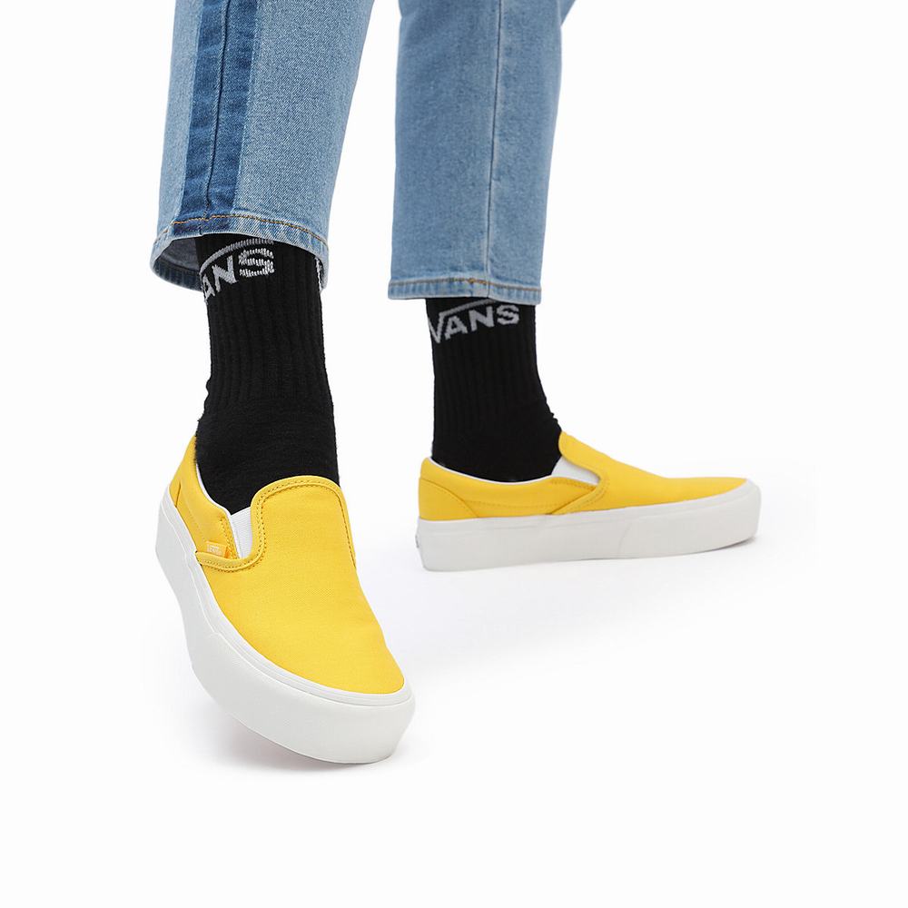 Zapatos Slip On Vans Twill Classic Slip-On Platform Mujer Amarillo | BPO675218