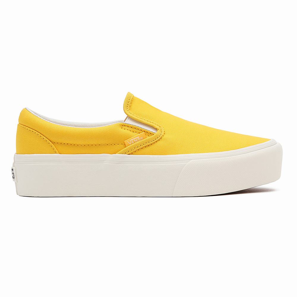 Zapatos Slip On Vans Twill Classic Slip-On Platform Mujer Amarillo | BPO675218