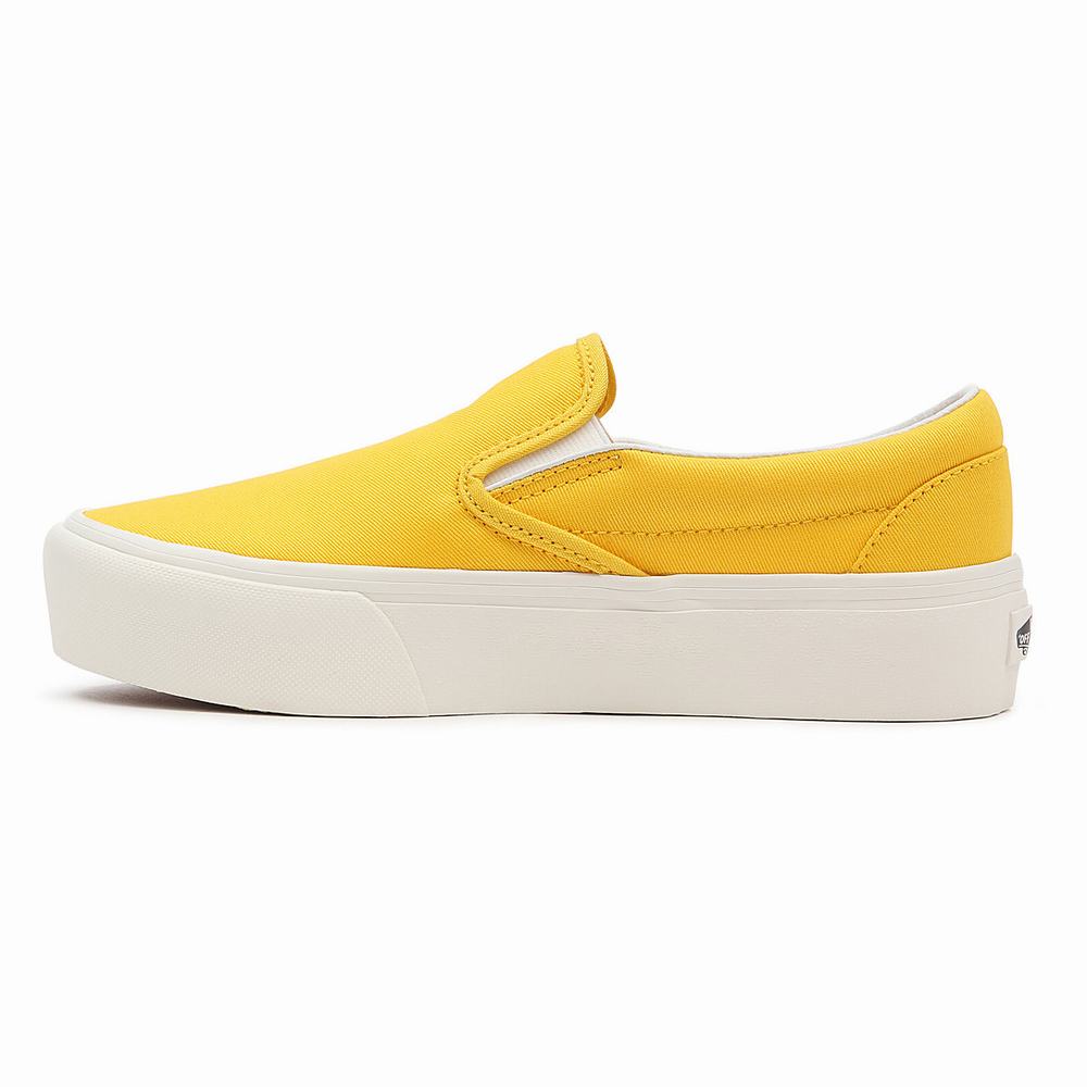 Zapatos Slip On Vans Twill Classic Slip-On Platform Mujer Amarillo | BPO675218